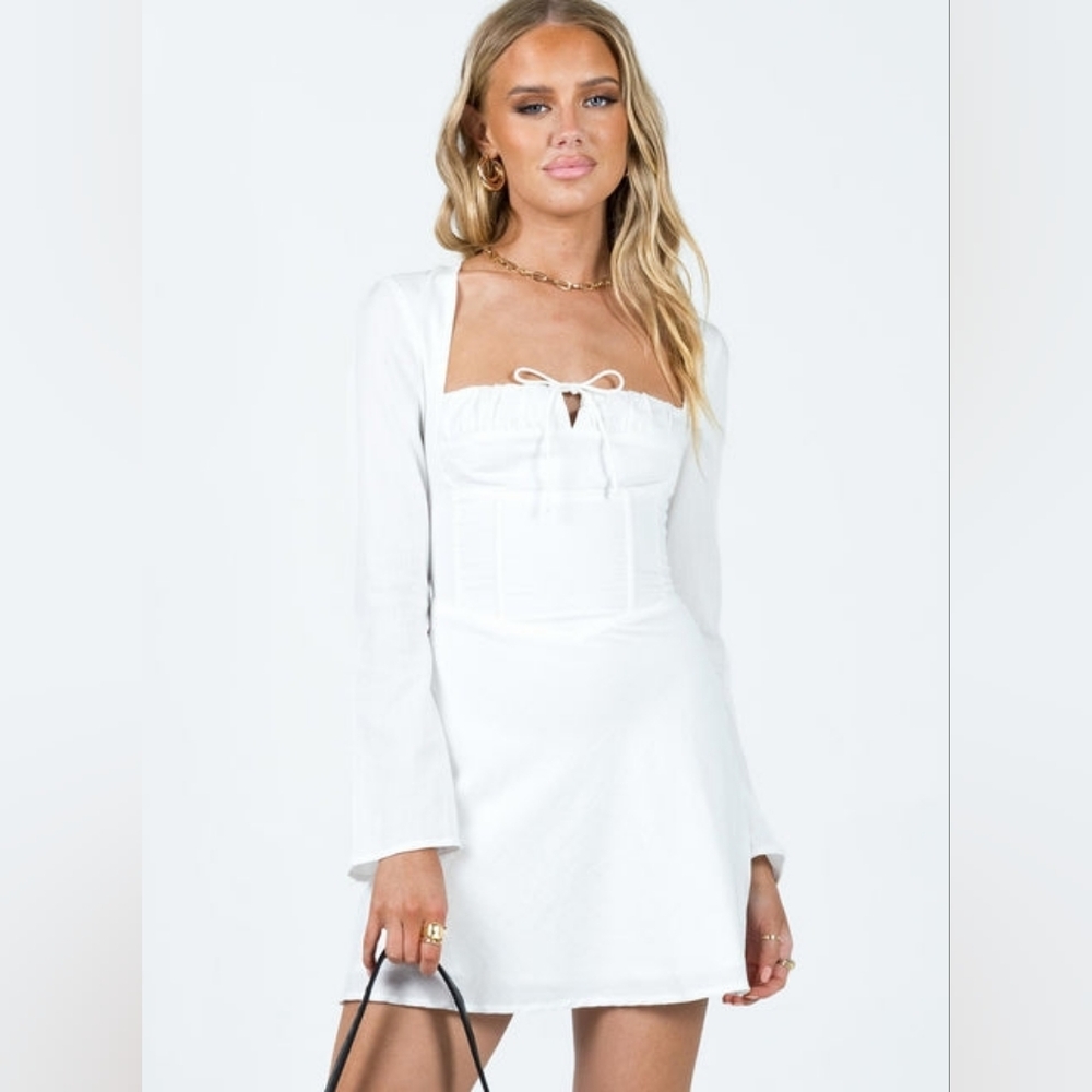 Princess Polly Longsleeve Milkmaid Mini Dress White 2